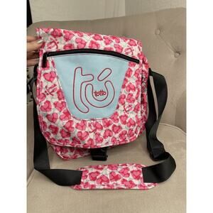 Totto Multicolor Pink Hearts Messenger Bag Shoulder Bag Blue Pink Travel School
